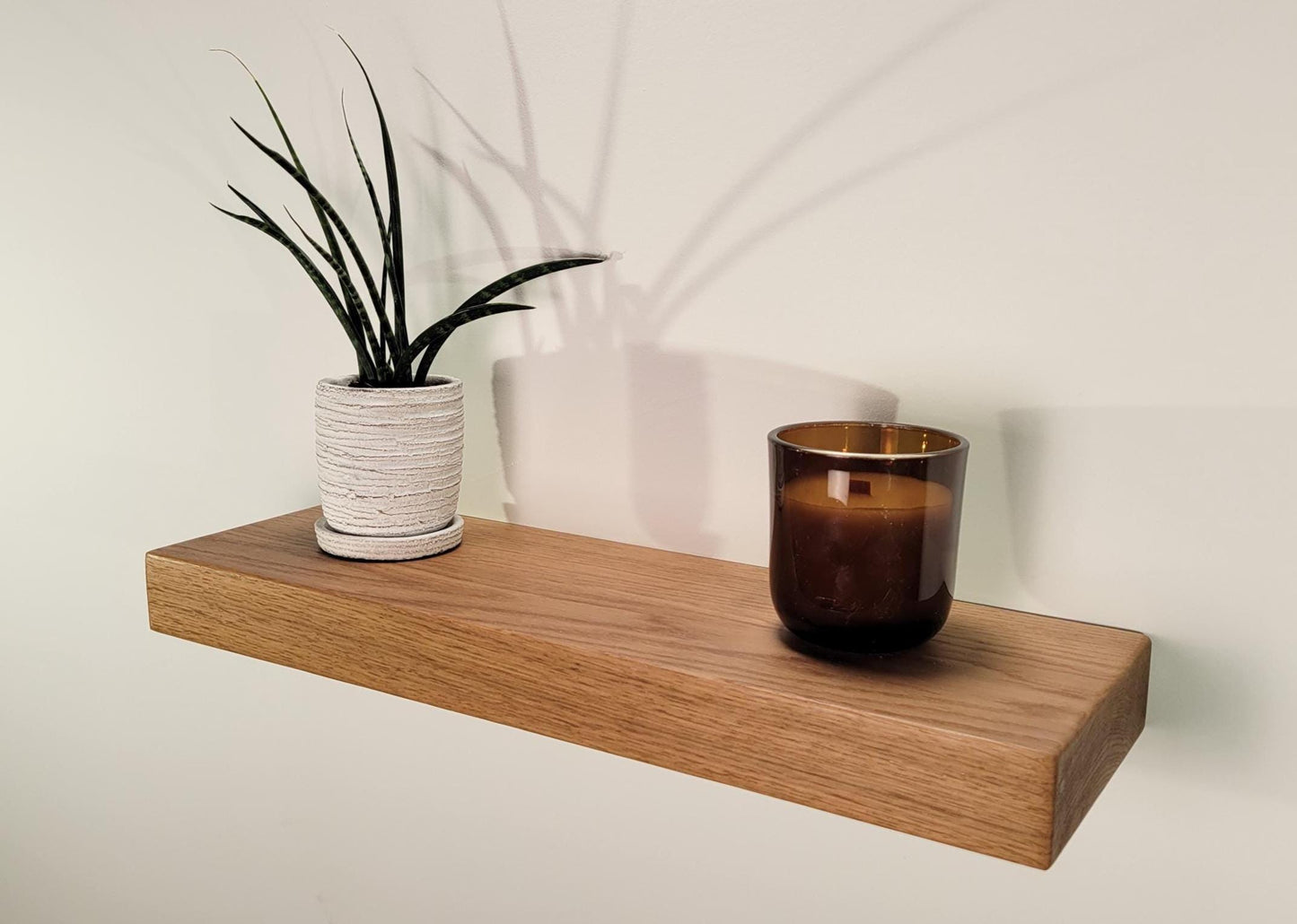 White Oak Floating Shelf, Mid Century Modern Minimalist American Hardwood, Hidden Bracket, 1.75" Thick