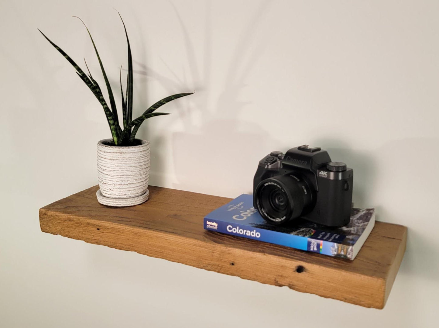 Reclaimed Rustic Wood Floating Shelf, Modern Natural Sustainable American Hardwood, Hidden Bracket, 1.5" Thick