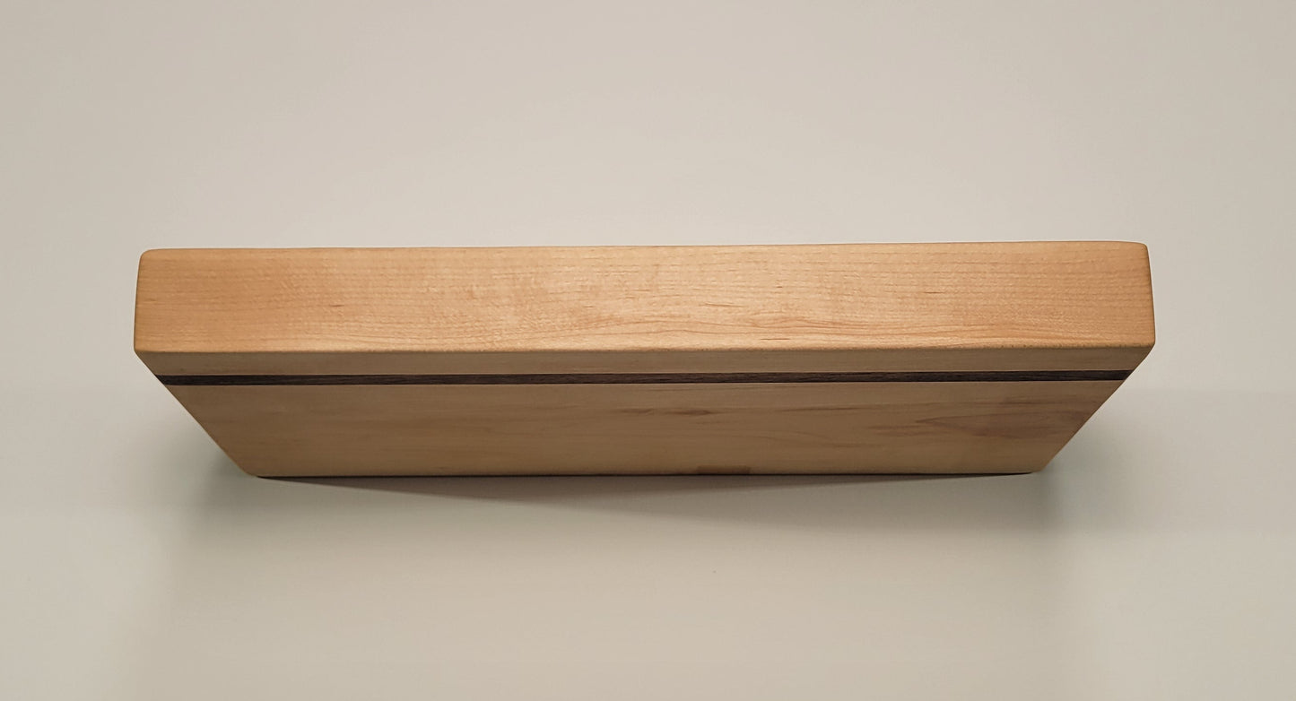 Maple Floating Shelf with Walnut, Minimalist Mid Century Modern Hardwood, Hidden Bracket, 1.75" Thick