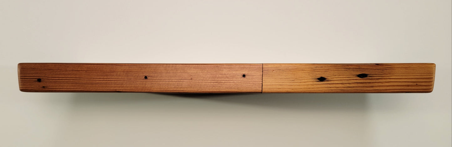Reclaimed Floating Shelves, Plank Wood, Mid Century Modern Minimalist Sustainable,  Hidden Bracket, 1.4" Thick