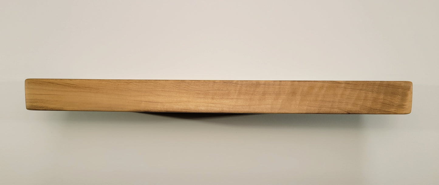 Poplar Floating Shelf, Mid Century Modern Minimalist Sustainable American Hardwood, Hidden Bracket, 1.75" Thick
