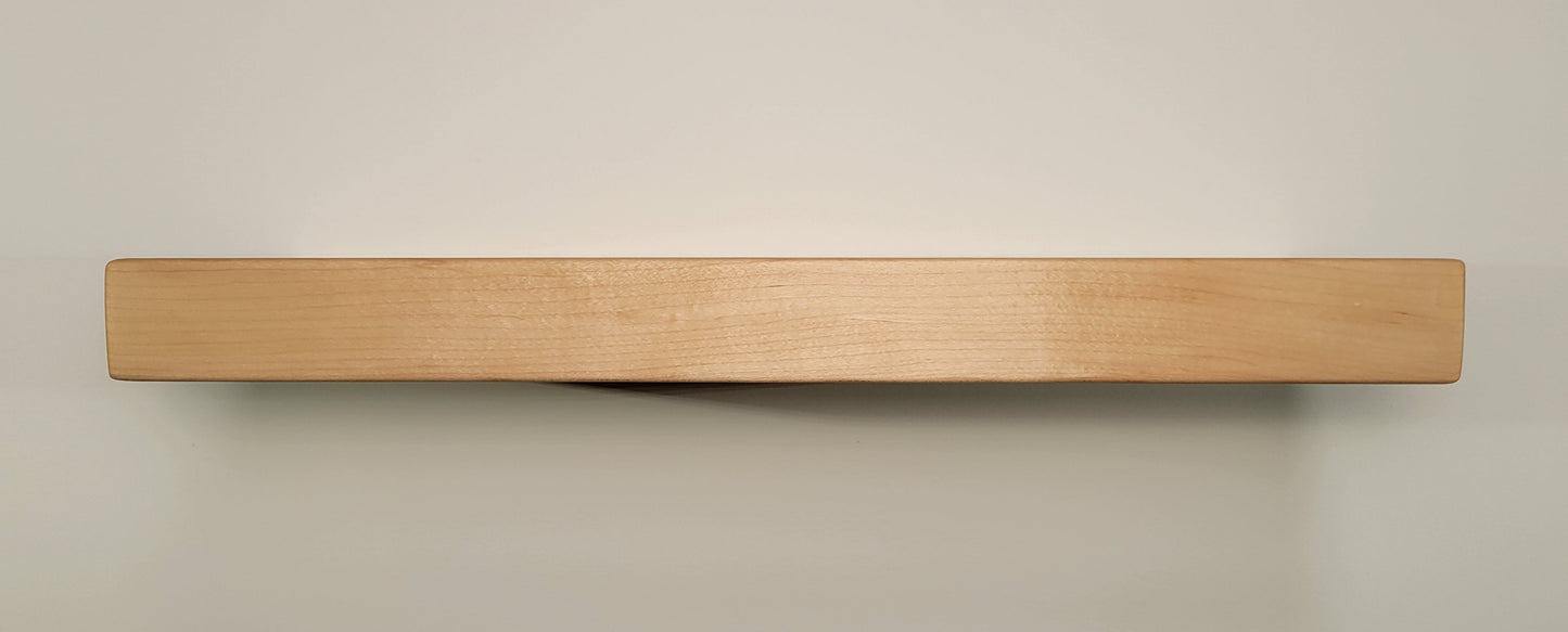 Maple Floating Shelf, Mid Century Modern Minimalist Sustainable American Hardwood, Hidden Bracket, 1.75" Thick