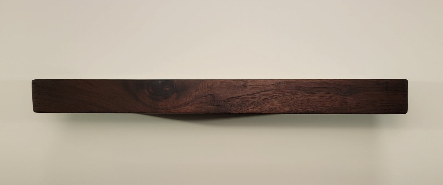Walnut Floating Shelf,  Mid Century Modern Minimalist American Hardwood, Hidden Bracket, 1.75" Thick