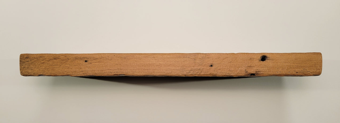 Reclaimed Rustic Wood Floating Shelf, Modern Natural Sustainable American Hardwood, Hidden Bracket, 1.5" Thick