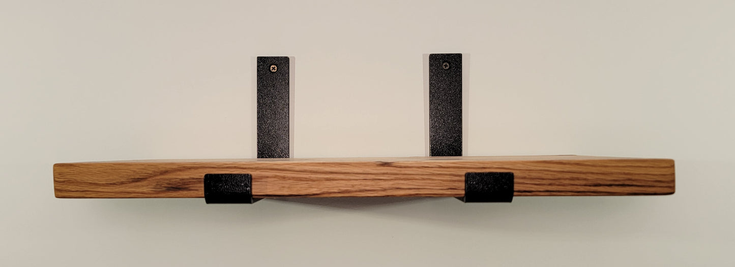 Reclaimed Oak Shelves, Mid Century Modern American Hardwood, with Brackets, Recycled Cargo Trailer Flooring