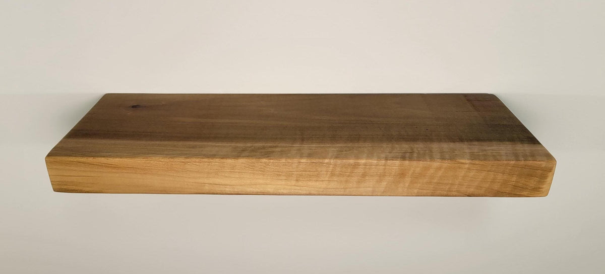 Poplar Floating Shelf, Mid Century Modern Minimalist Sustainable American Hardwood, Hidden Bracket, 1.75" Thick