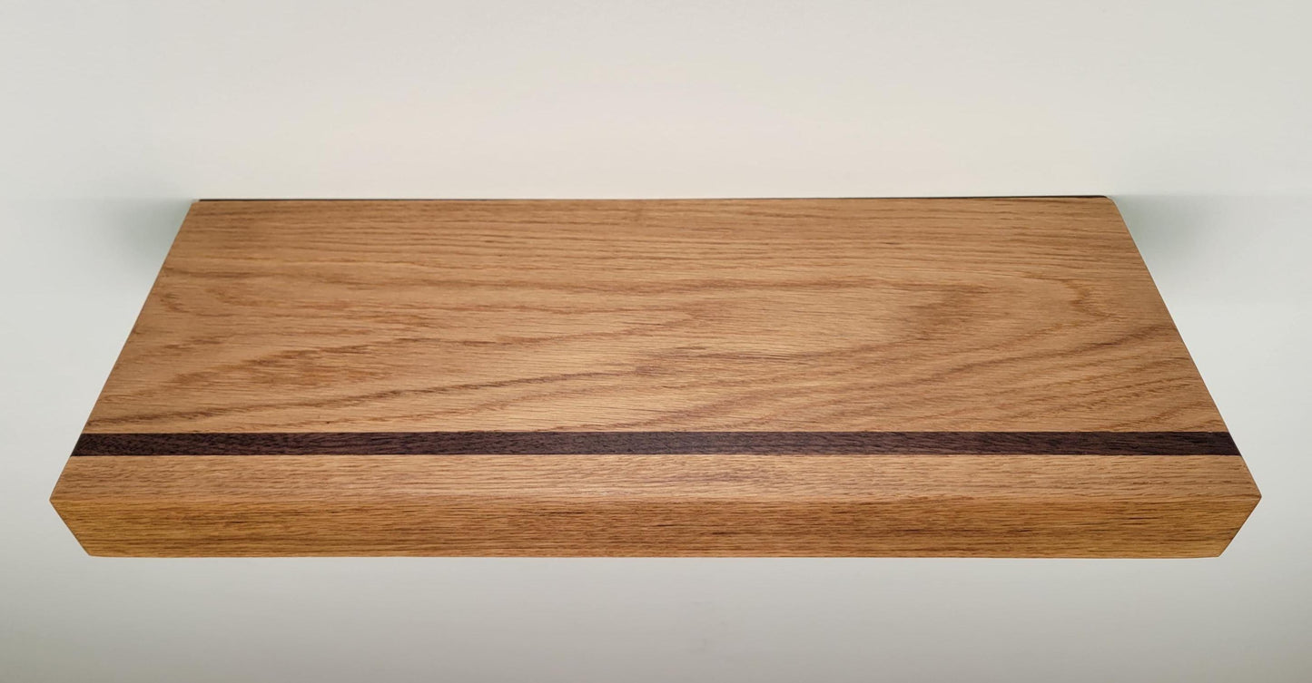 White Oak, Walnut Floating Shelf, Mid Century Modern Hardwood, Hidden Bracket (1.75" Thick)