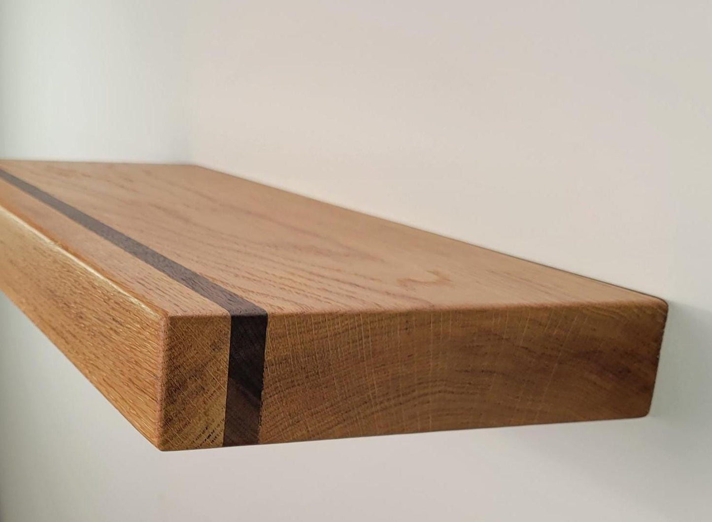 White Oak, Walnut Floating Shelf, Mid Century Modern Hardwood, Hidden Bracket (1.75" Thick)