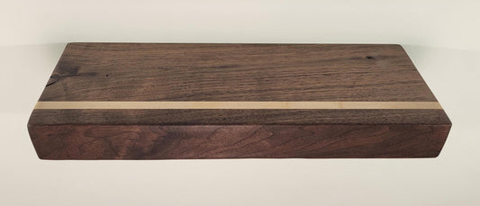 Walnut Floating Shelf with Maple, Minimalist Mid Century Modern Hardwood, Hidden Bracket, 1.75" Thick