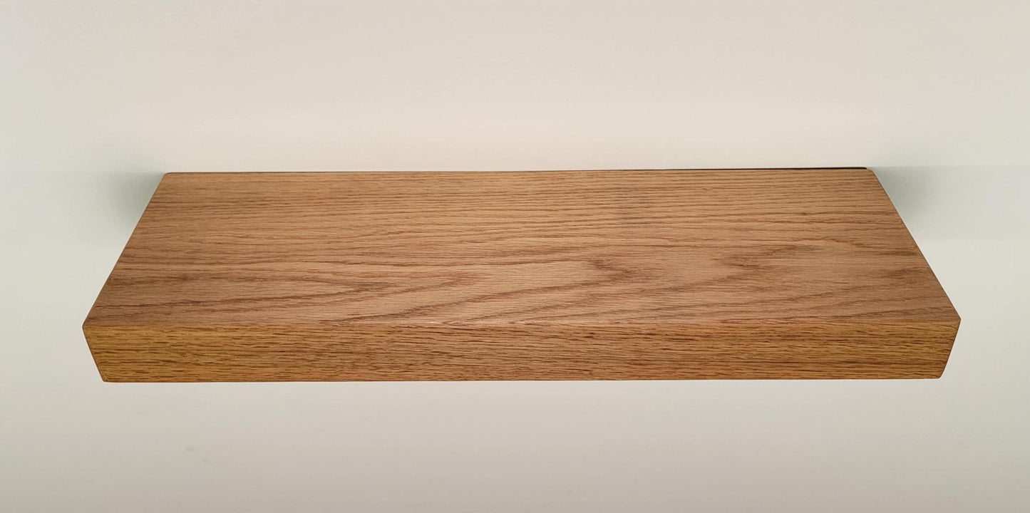 White Oak Floating Shelf, Mid Century Modern Minimalist American Hardwood, Hidden Bracket, 1.75" Thick