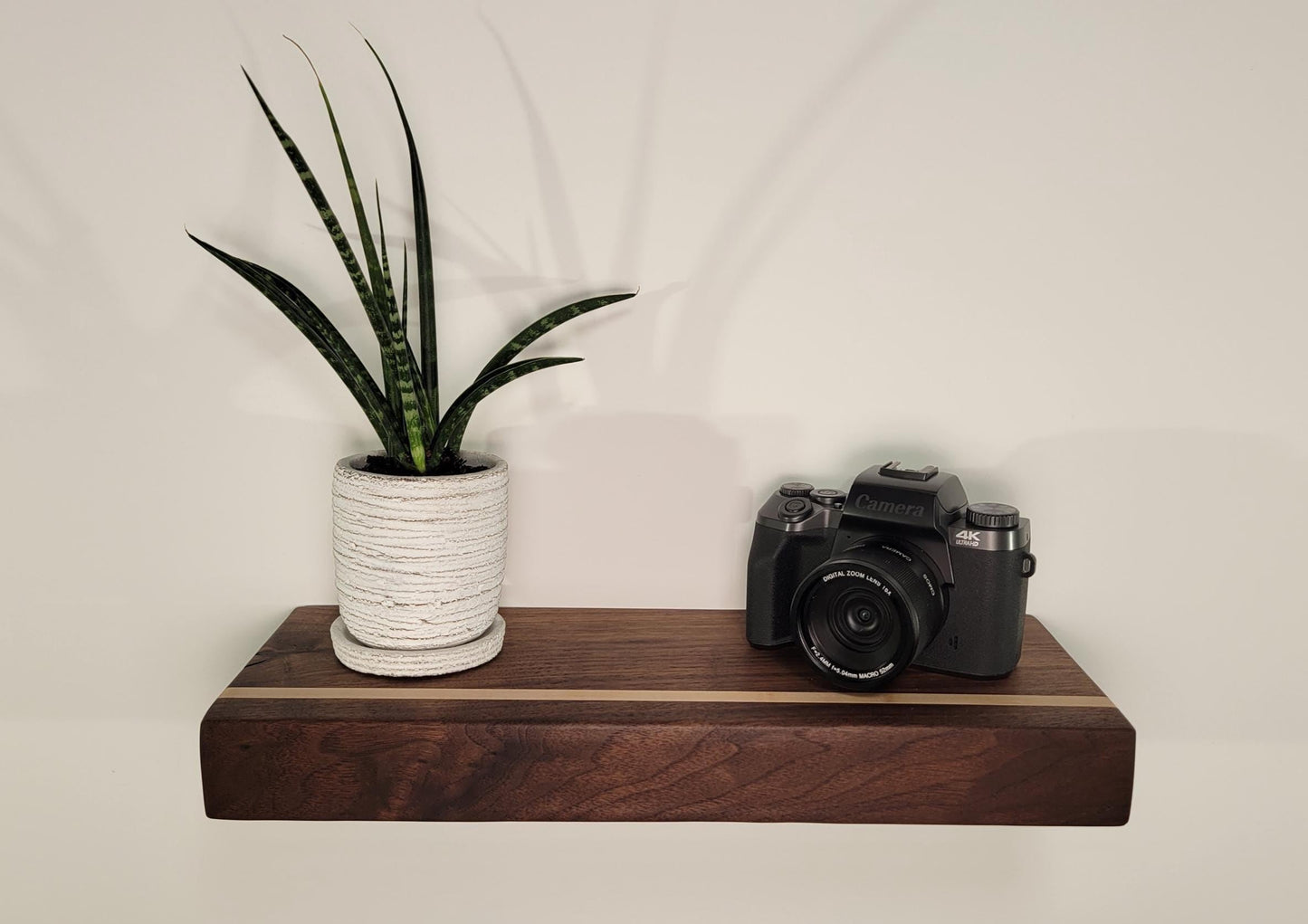 Walnut Floating Shelf with Maple, Minimalist Mid Century Modern Hardwood, Hidden Bracket, 1.75" Thick