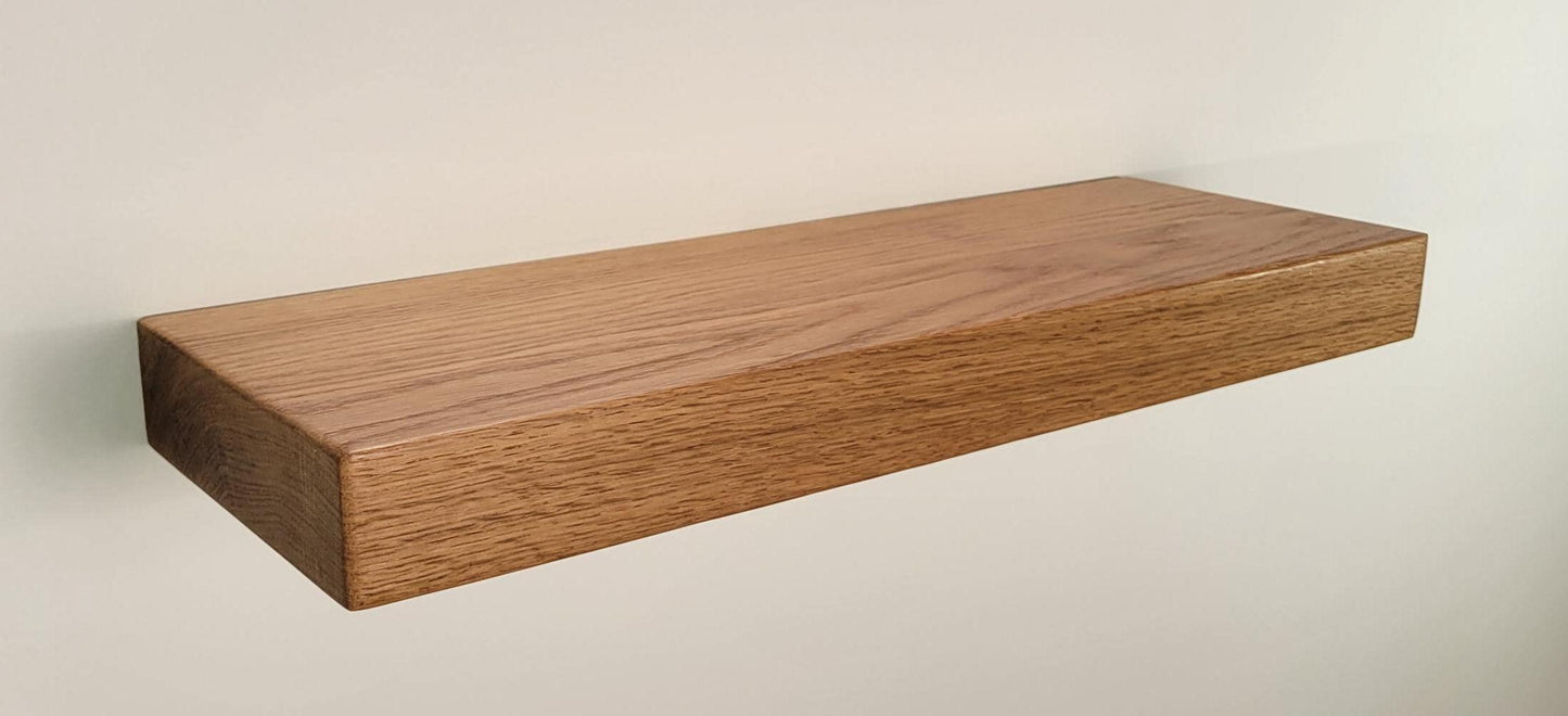 White Oak Floating Shelf, Mid Century Modern Minimalist American Hardwood, Hidden Bracket, 1.75" Thick
