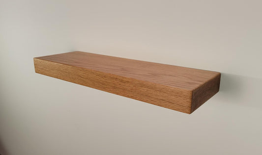 White Oak Floating Shelf, Mid Century Modern Minimalist American Hardwood, Hidden Bracket, 1.75" Thick