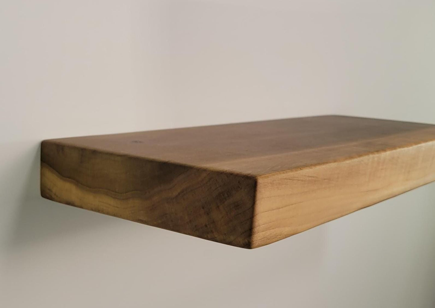 Poplar Floating Shelf, Mid Century Modern Minimalist Sustainable American Hardwood, Hidden Bracket, 1.75" Thick