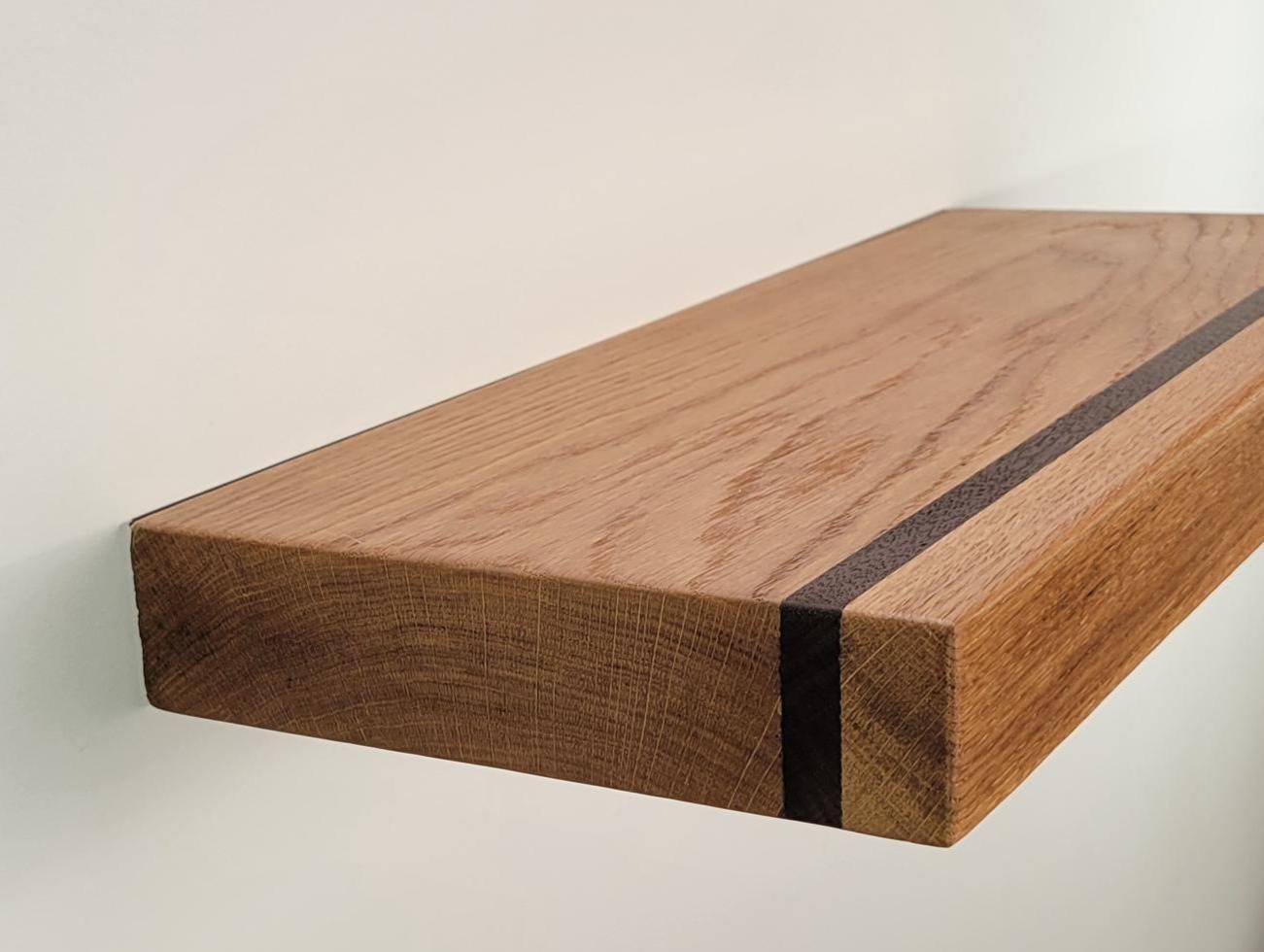 White Oak, Walnut Floating Shelf, Mid Century Modern Hardwood, Hidden Bracket (1.75" Thick)