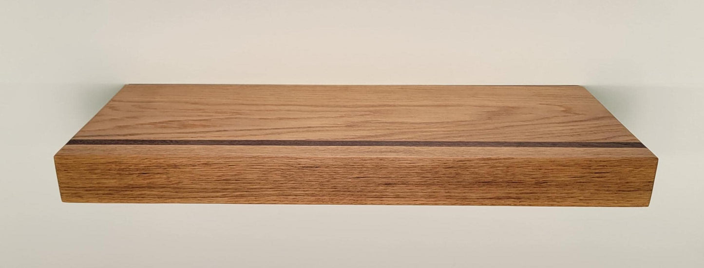 White Oak, Walnut Floating Shelf, Mid Century Modern Hardwood, Hidden Bracket (1.75" Thick)