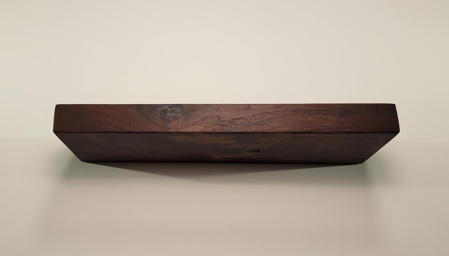 Walnut Floating Shelf,  Mid Century Modern Minimalist American Hardwood, Hidden Bracket, 1.75" Thick