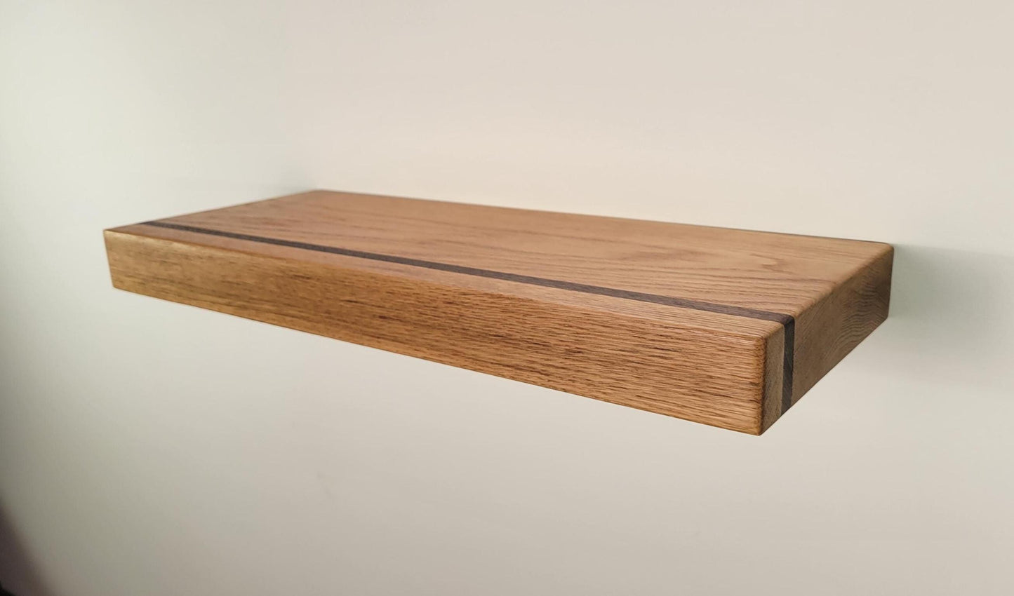 White Oak, Walnut Floating Shelf, Mid Century Modern Hardwood, Hidden Bracket (1.75" Thick)