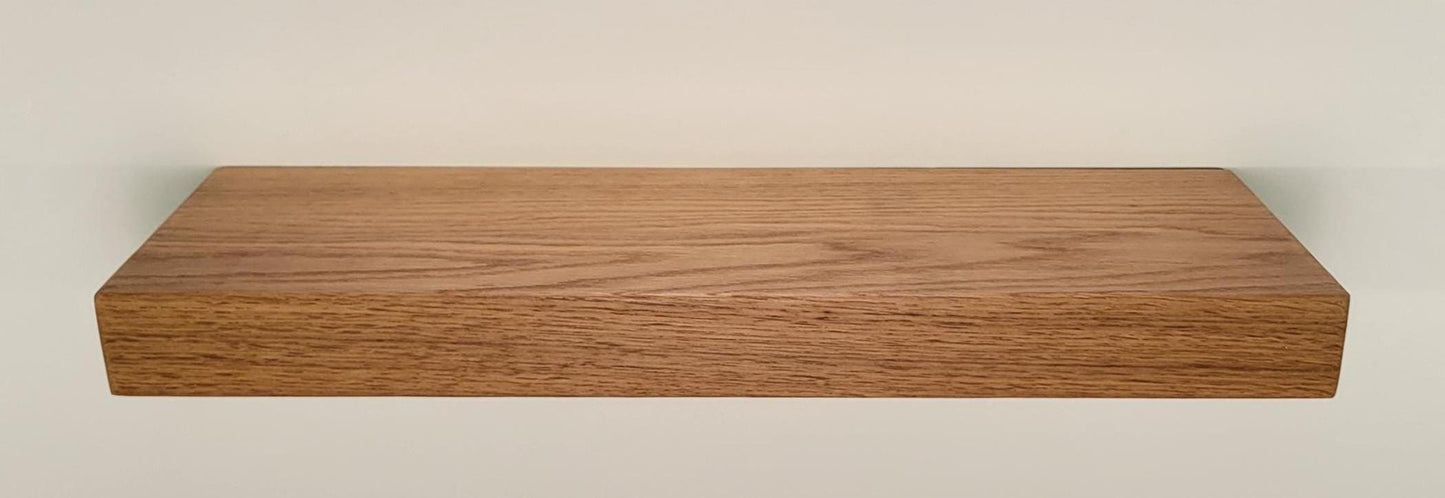 White Oak Floating Shelf, Mid Century Modern Minimalist American Hardwood, Hidden Bracket, 1.75" Thick