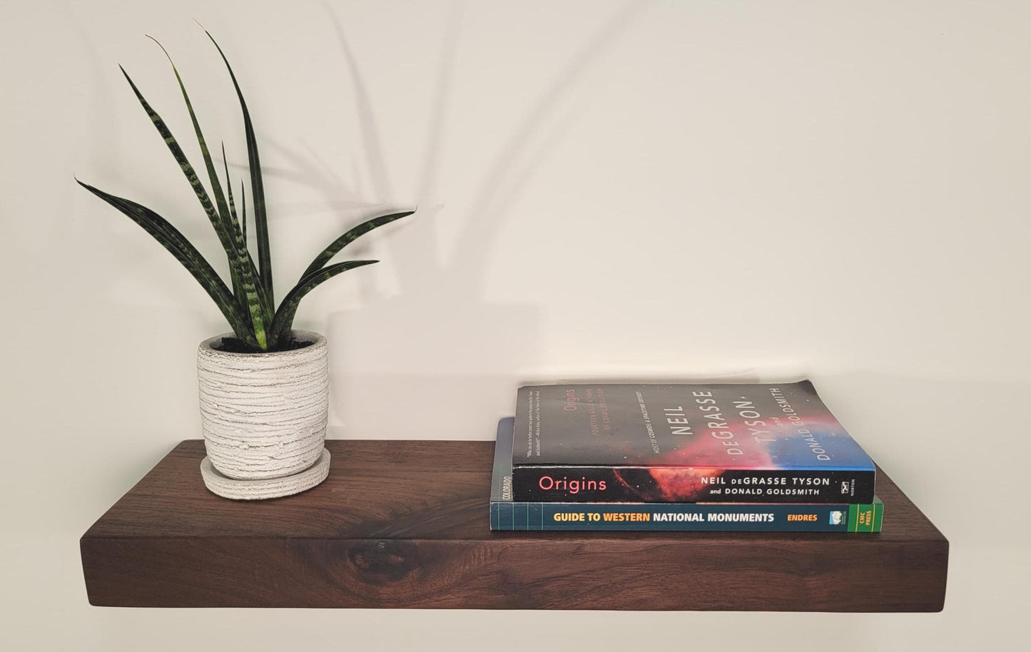 Walnut Floating Shelf,  Mid Century Modern Minimalist American Hardwood, Hidden Bracket, 1.75" Thick