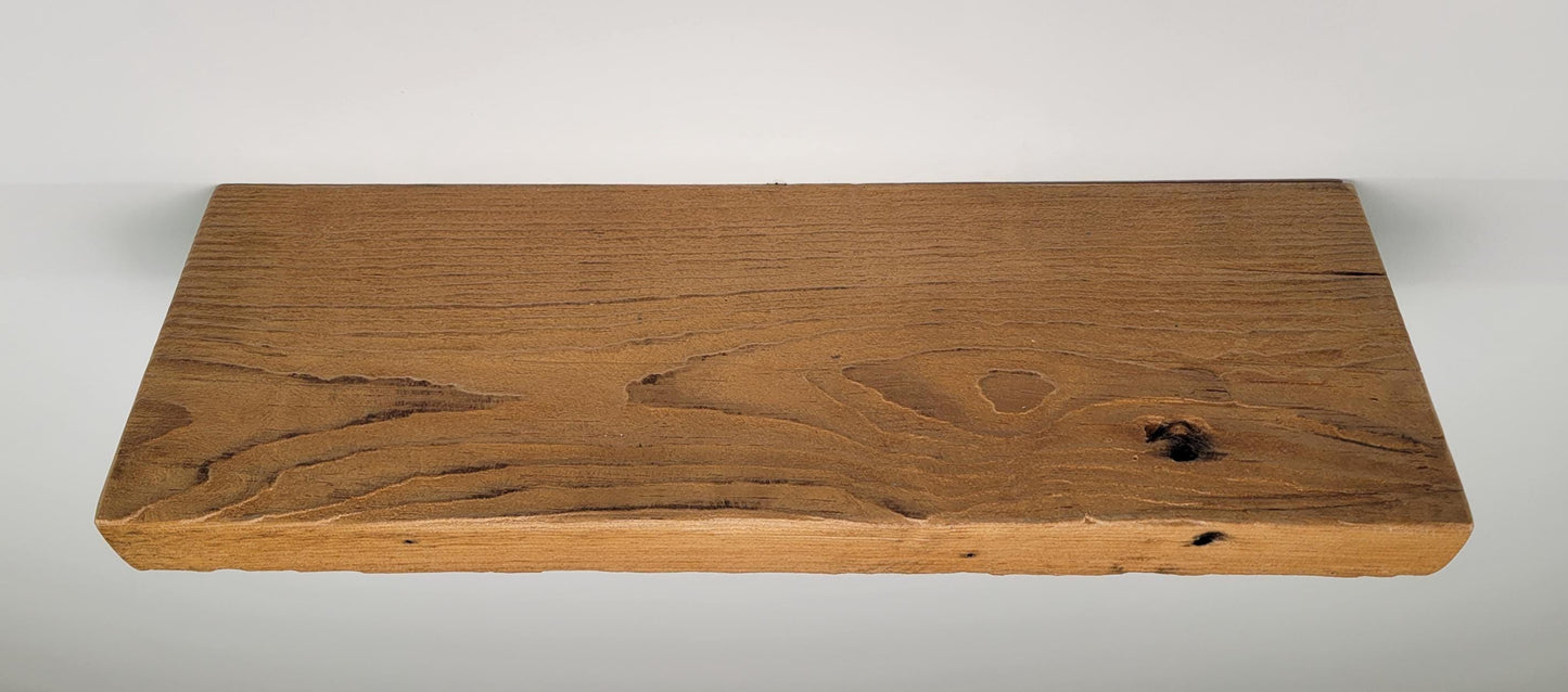 Reclaimed Rustic Wood Floating Shelf, Modern Natural Sustainable American Hardwood, Hidden Bracket, 1.5" Thick