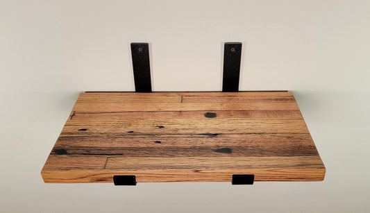 Reclaimed Oak Shelves, Mid Century Modern American Hardwood, with Brackets, Recycled Cargo Trailer Flooring
