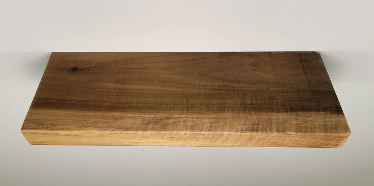 Poplar Floating Shelf, Mid Century Modern Minimalist Sustainable American Hardwood, Hidden Bracket, 1.75" Thick