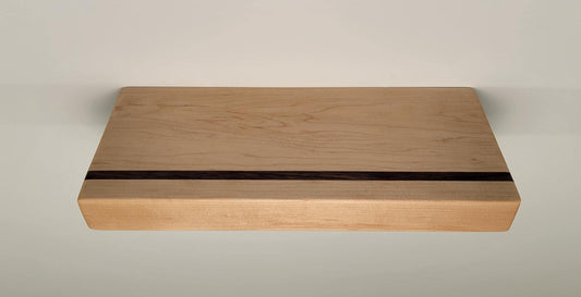 Maple Floating Shelf with Walnut, Minimalist Mid Century Modern Hardwood, Hidden Bracket, 1.75" Thick