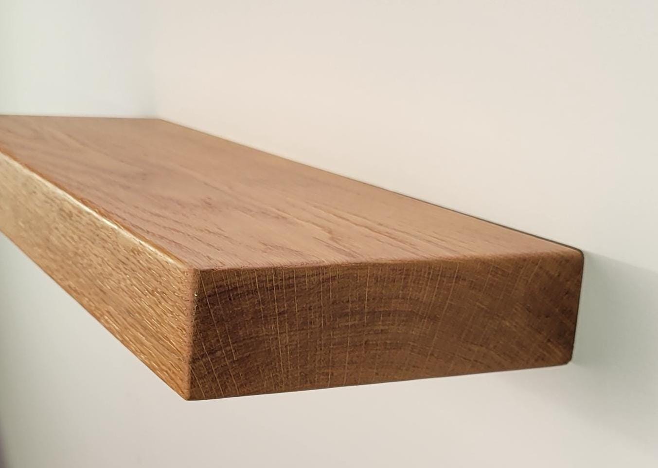 White Oak Floating Shelf, Mid Century Modern Minimalist American Hardwood, Hidden Bracket, 1.75" Thick