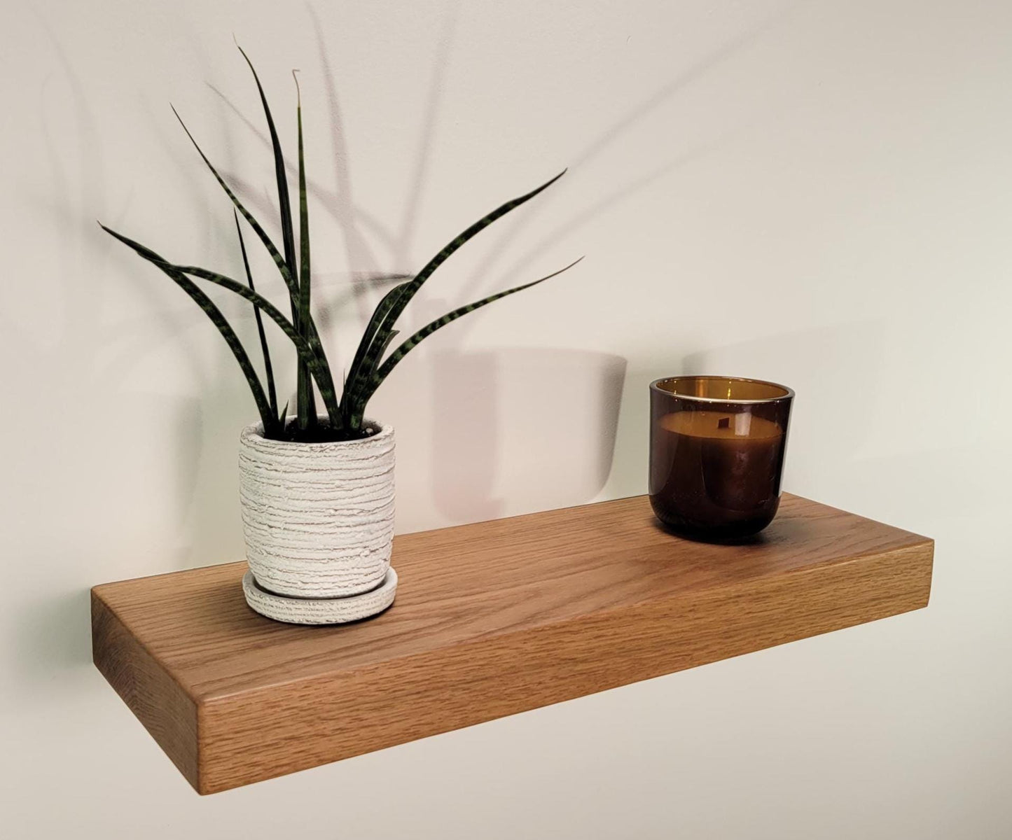 White Oak Floating Shelf, Mid Century Modern Minimalist American Hardwood, Hidden Bracket, 1.75" Thick