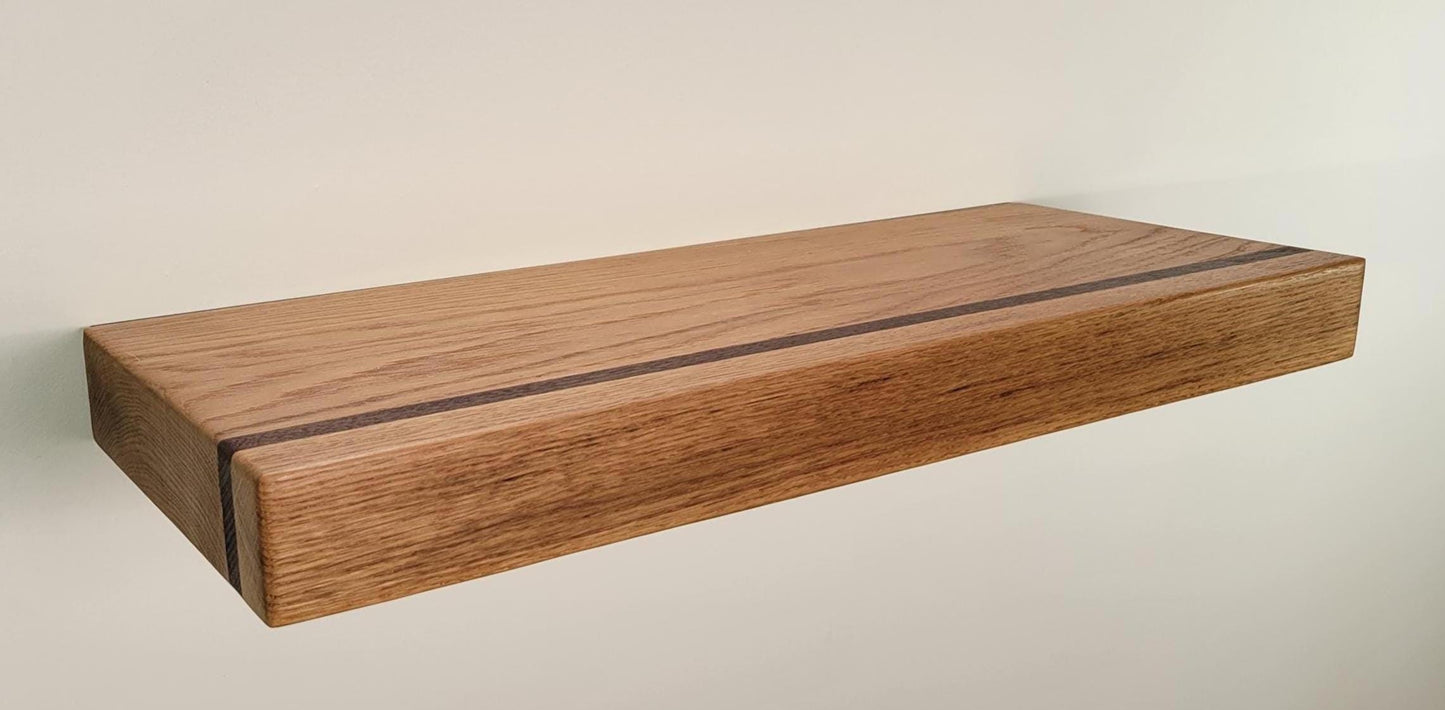 White Oak, Walnut Floating Shelf, Mid Century Modern Hardwood, Hidden Bracket (1.75" Thick)